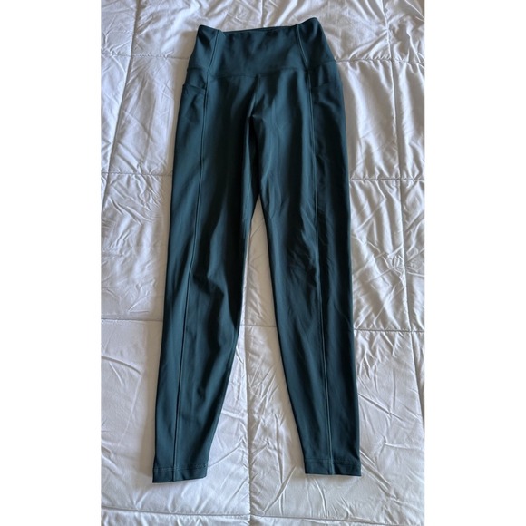 LOLE Womens Size XS Stretch Leggings Yoga Pants ,Pockets, Green 25" EUC - Picture 1 of 12